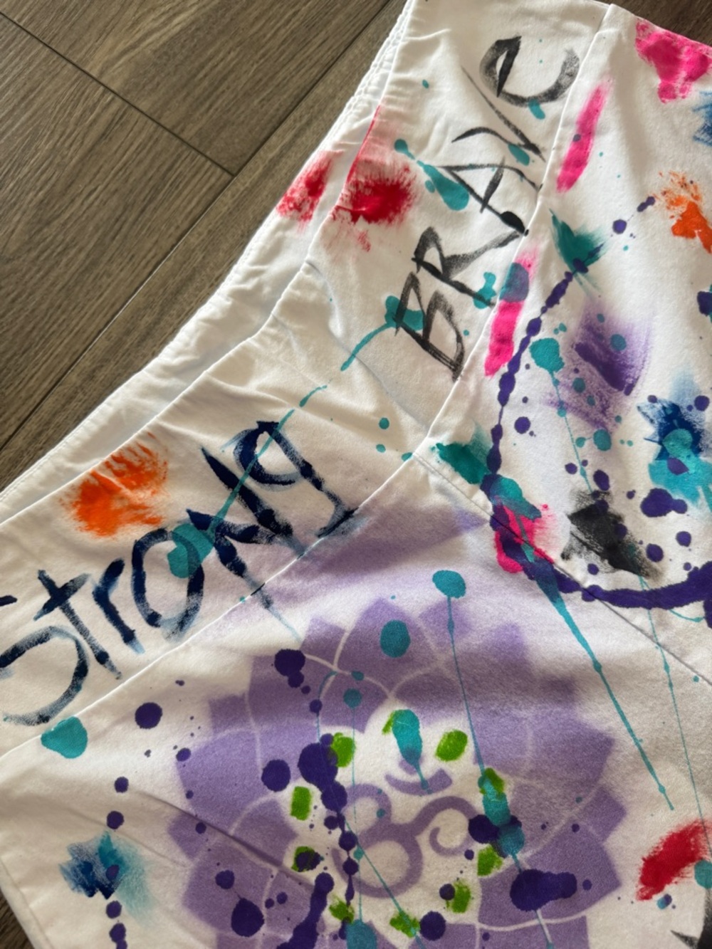 Sale- Sz 2X Hand-Painted Crop Pants White Boho plus size - Picture 6 of 13